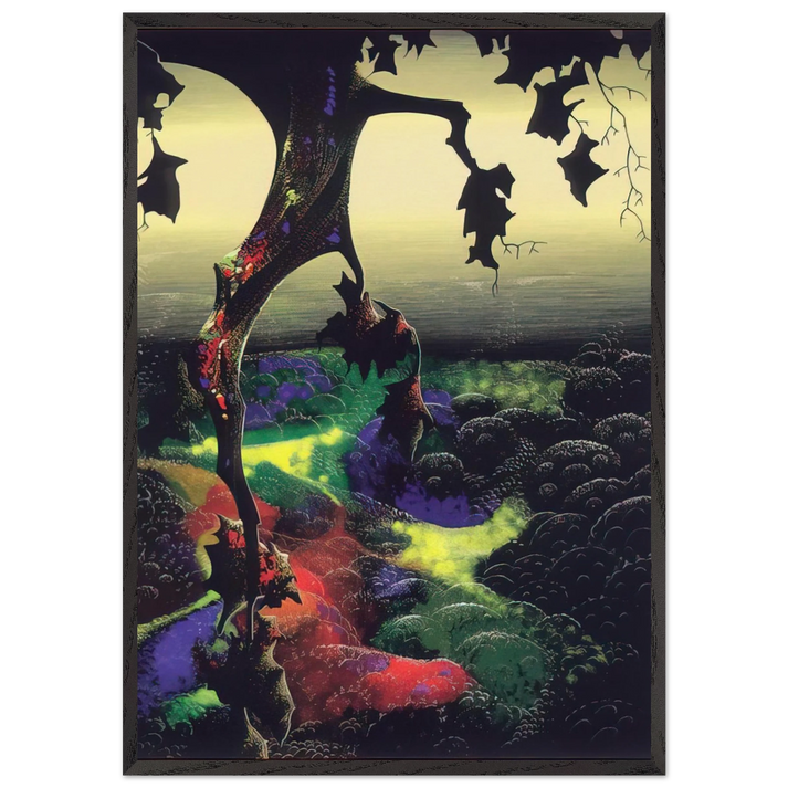 Crimson Red and Gold - Eyvind Earle 70x100 cm / 28x40 inches Framed Art Print – Black Wooden Frame