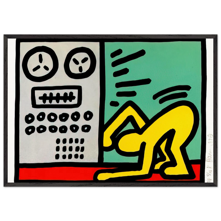 POP SHOP III 1989 N1 - Keith Haring 70x100 cm / 28x40 inches Framed Art Print – Black Wooden Frame