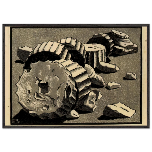 SELINUNTE SICILY OCTOBER 1935 1935 - MC Escher 70x100 cm / 28x40 inches Framed Art Print – Black Wooden Frame | Maurits Cornelis Escher Prints