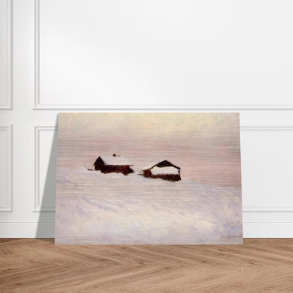 Houses in the Snow - claude monet Brushed Aluminum Print - 70x100 cm / 28x40 inches | claude monet Aluminum Print | claude monet Prints