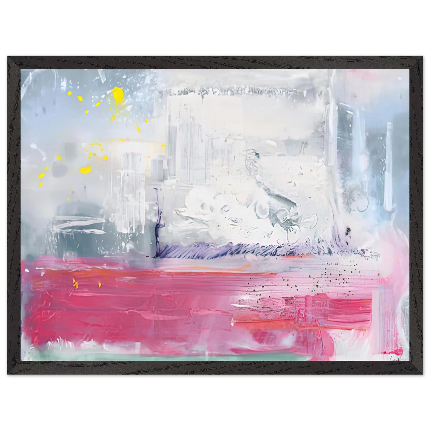 Helen Frankenthaler - Hot Ice, 1990- Wall Art - 60x80 cm / 24x32 inches - Premium Wooden Framed Poster With Fine Art Paper-canvas - White frame