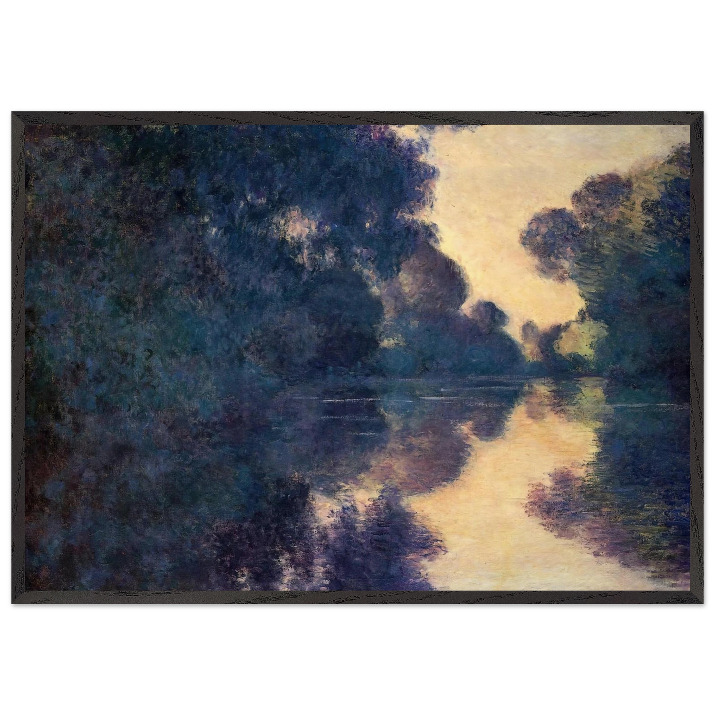 Morning on the Seine Clear Weather - claude monet 70x100 cm / 28x40 inches Framed Art Print – Black Wooden Frame