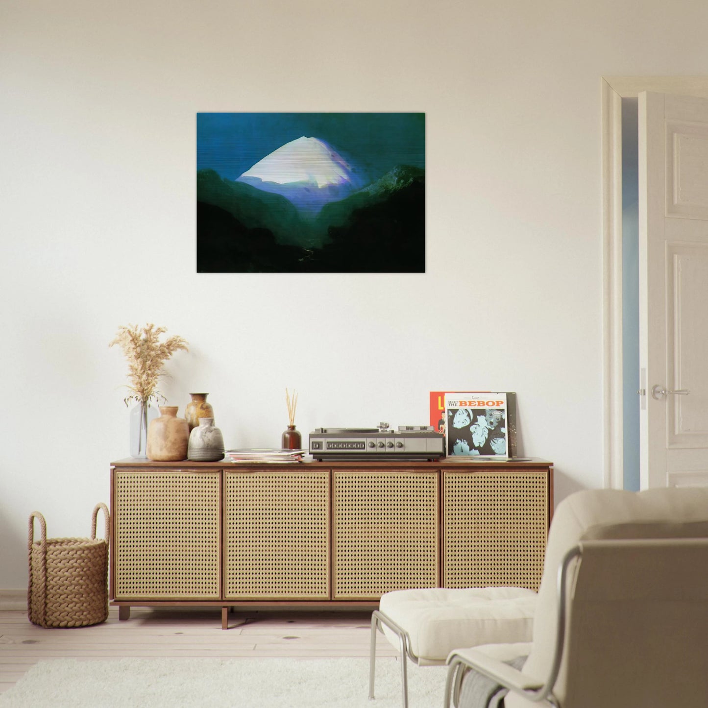Elbrus. Moonlit Night - Arkhyp Kuindzhi Brushed Aluminum Print - 70x100 cm / 28x40 inches | Arkhyp Kuindzhi Aluminum Print | Arkhyp Kuindzhi Prints
