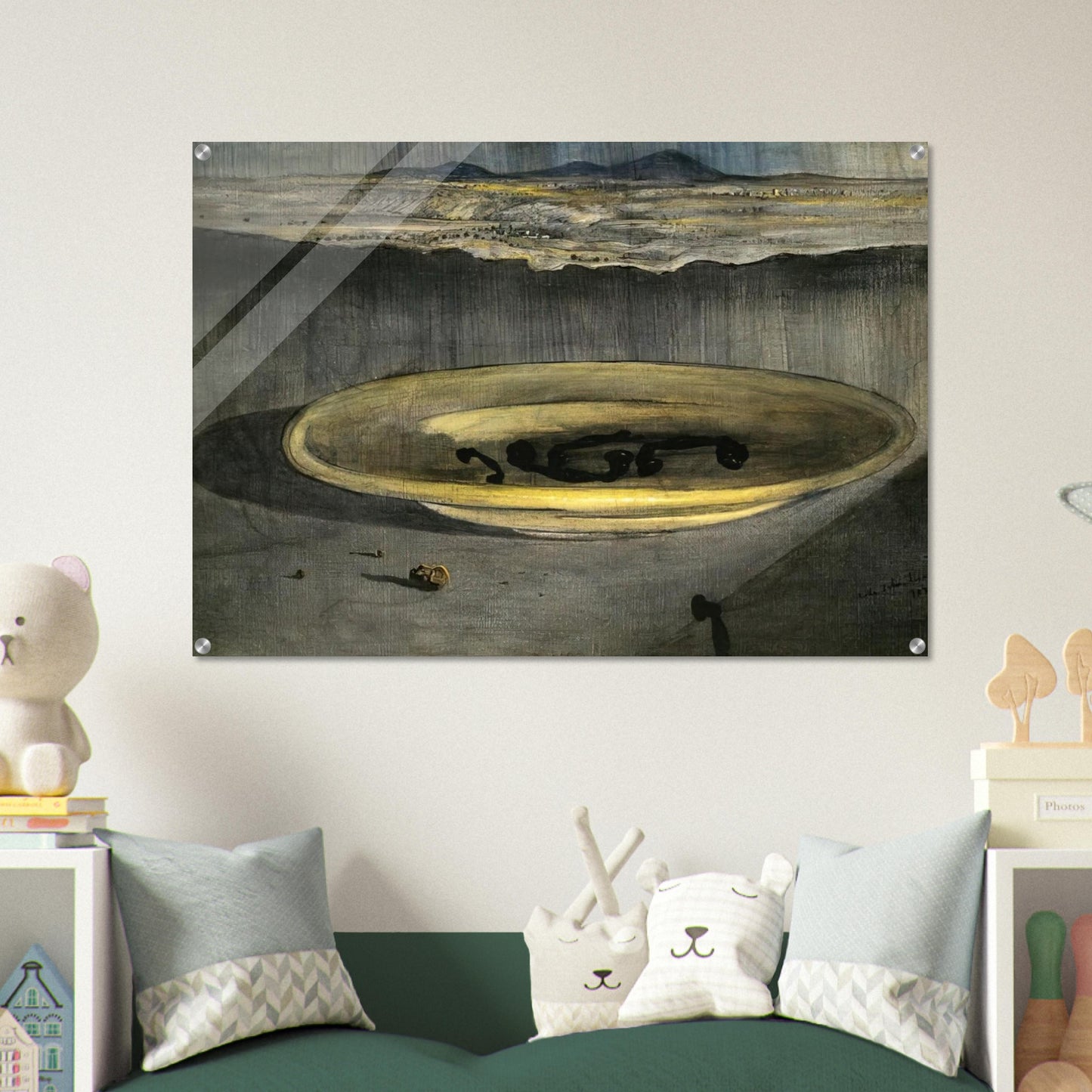 LANDSCAPE WITH TELEPHONES ON A PLATE - Salvador Dali Acrylic Print - 70x100 cm / 28x40″ inches