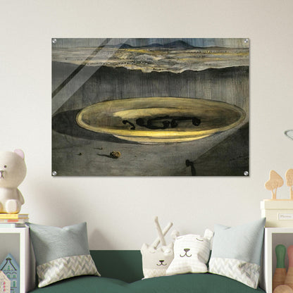 LANDSCAPE WITH TELEPHONES ON A PLATE - Salvador Dali Acrylic Print - 70x100 cm / 28x40″ inches