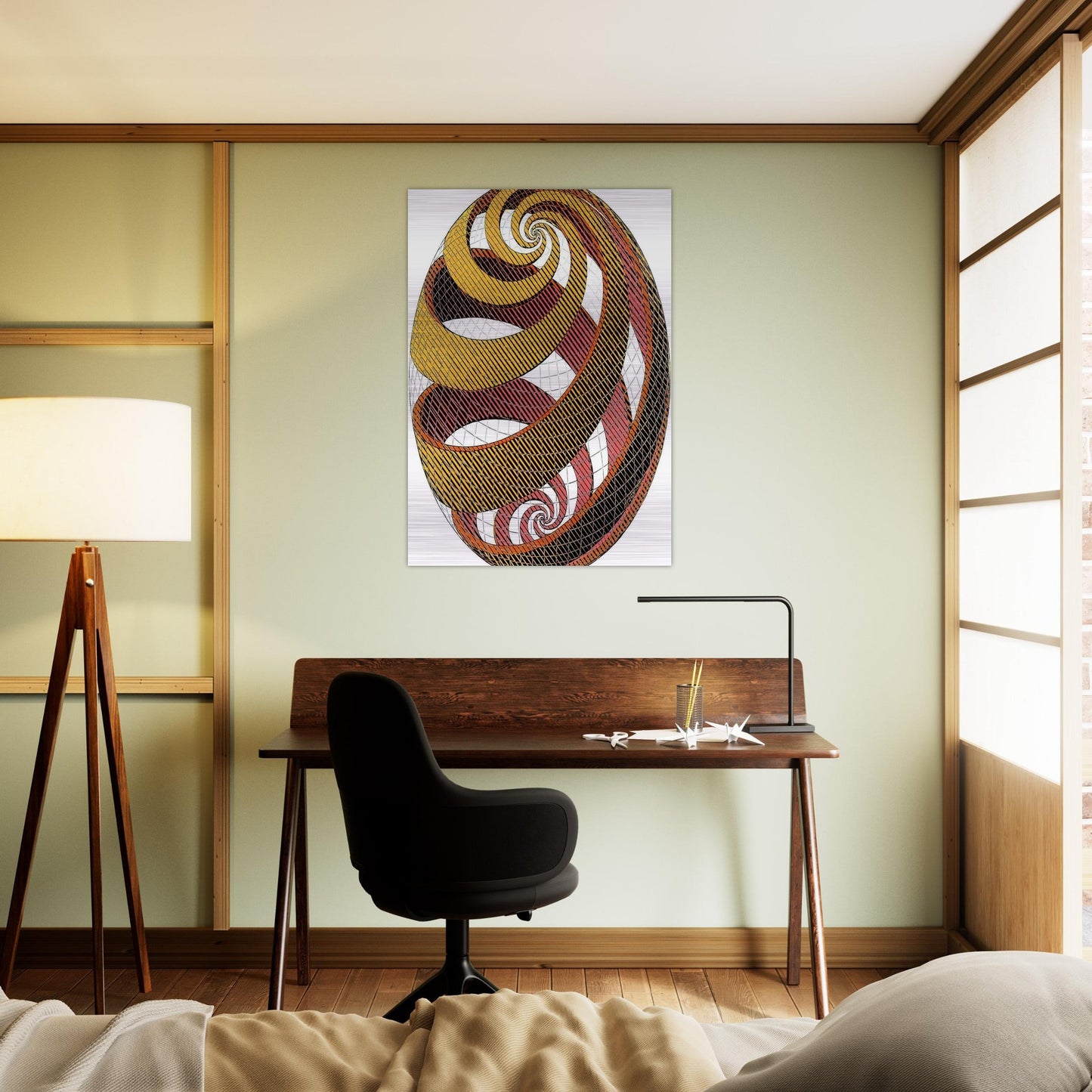 SPHERE SPIRALS - MC Escher Brushed Aluminum Print - 70x100 cm / 28x40 inches | MC Escher Aluminum Print | MC Escher Prints