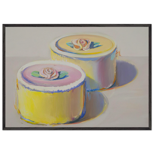Rosebud Cakes - 1995 - Wayne Thiebaud 70x100 cm / 28x40 inches Framed Art Print – Black Wooden Frame