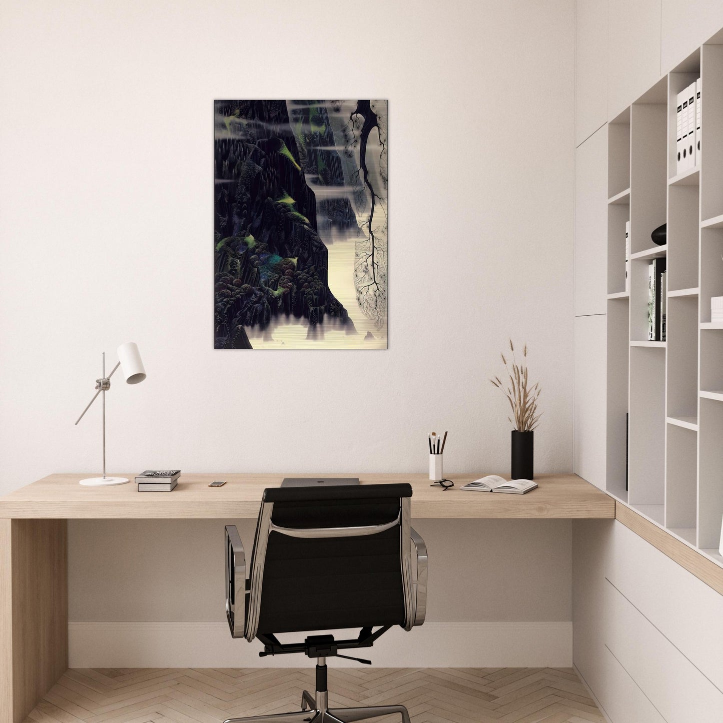 Gray Dawn - Eyvind Earle Brushed Aluminum Print - 70x100 cm / 28x40 inches | Eyvind Earle Aluminum Print | Eyvind Earle Prints