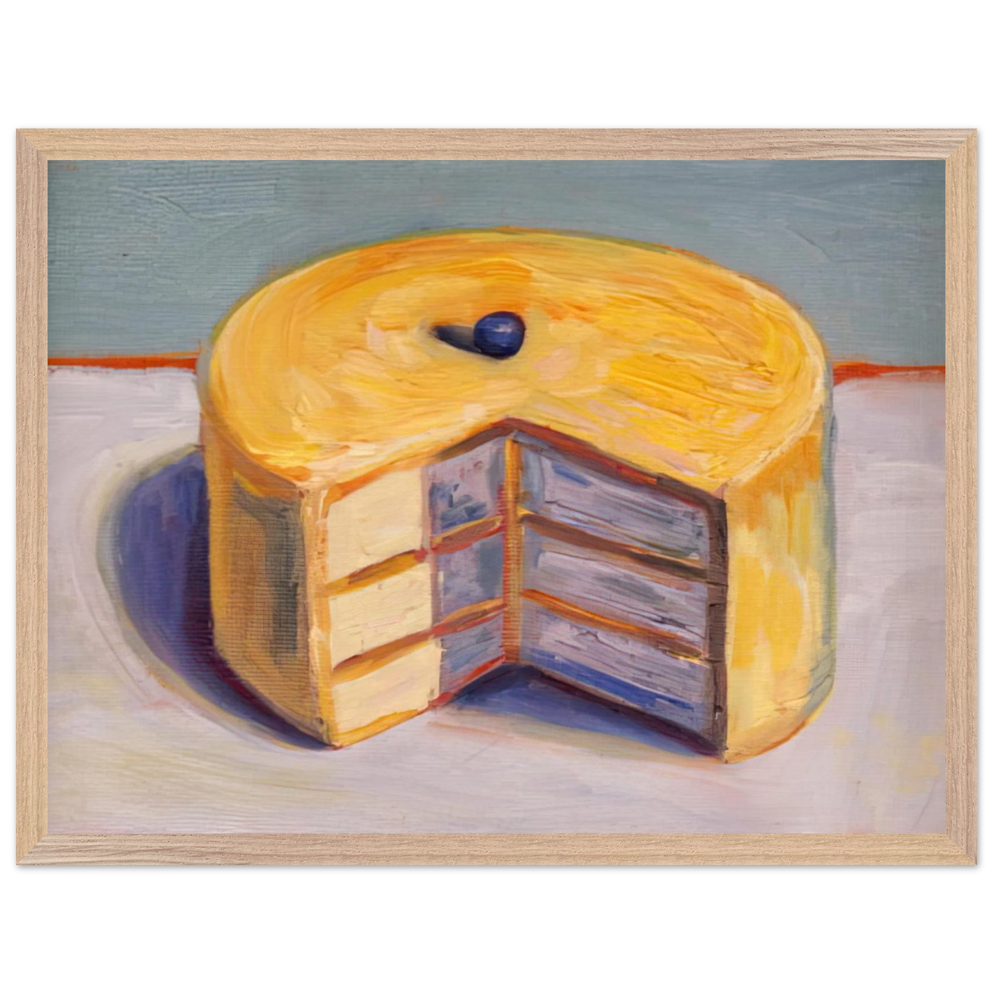 Wayne Thiebaud - Lemon Cake - 1964 Wall Art - 30x40 cm / 12x16 inches - Premium Wooden Framed Poster With Fine Art Paper-canvas - Black frame