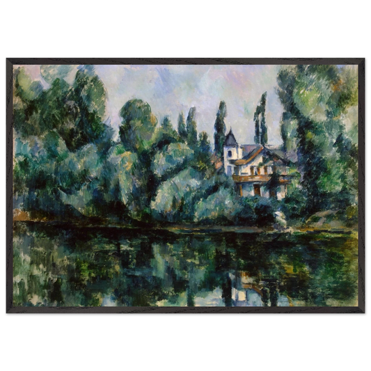 The Banks of the Marne - Paul Cezanne 70x100 cm / 28x40 inches Framed Art Print – Black Wooden Frame