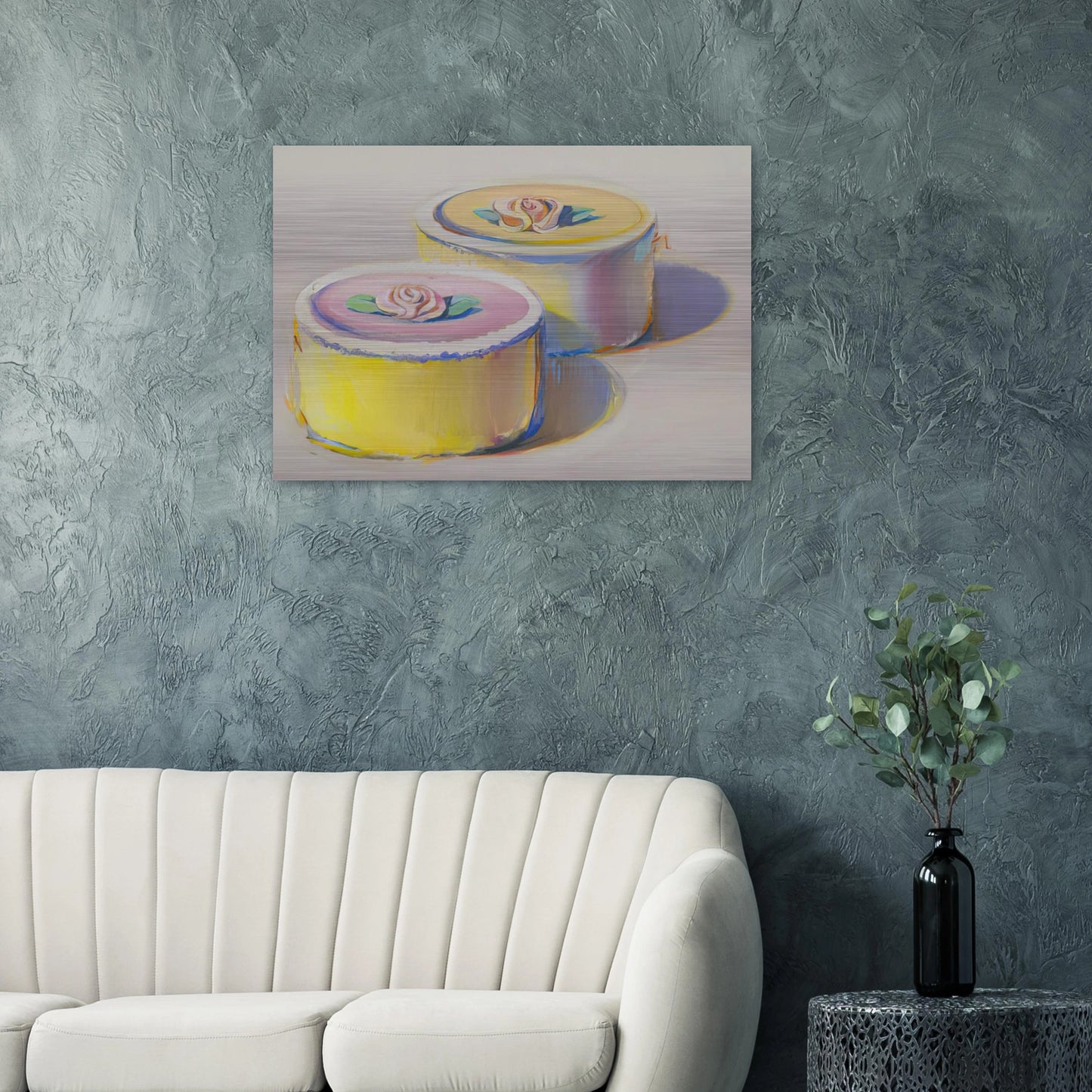 Rosebud Cakes - 1995 - Wayne Thiebaud Brushed Aluminum Print - 70x100 cm / 28x40 inches | Wayne Thiebaud Aluminum Print | Wayne Thiebaud Prints