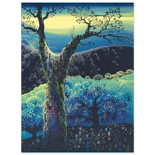 Eyvind Earle - Orchard in Bloom  75x100 cm / 30x40inches Fine Art Poster