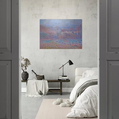 Houses at Falaise in the Fog - claude monet Brushed Aluminum Print - 70x100 cm / 28x40 inches | claude monet Aluminum Print | claude monet Prints
