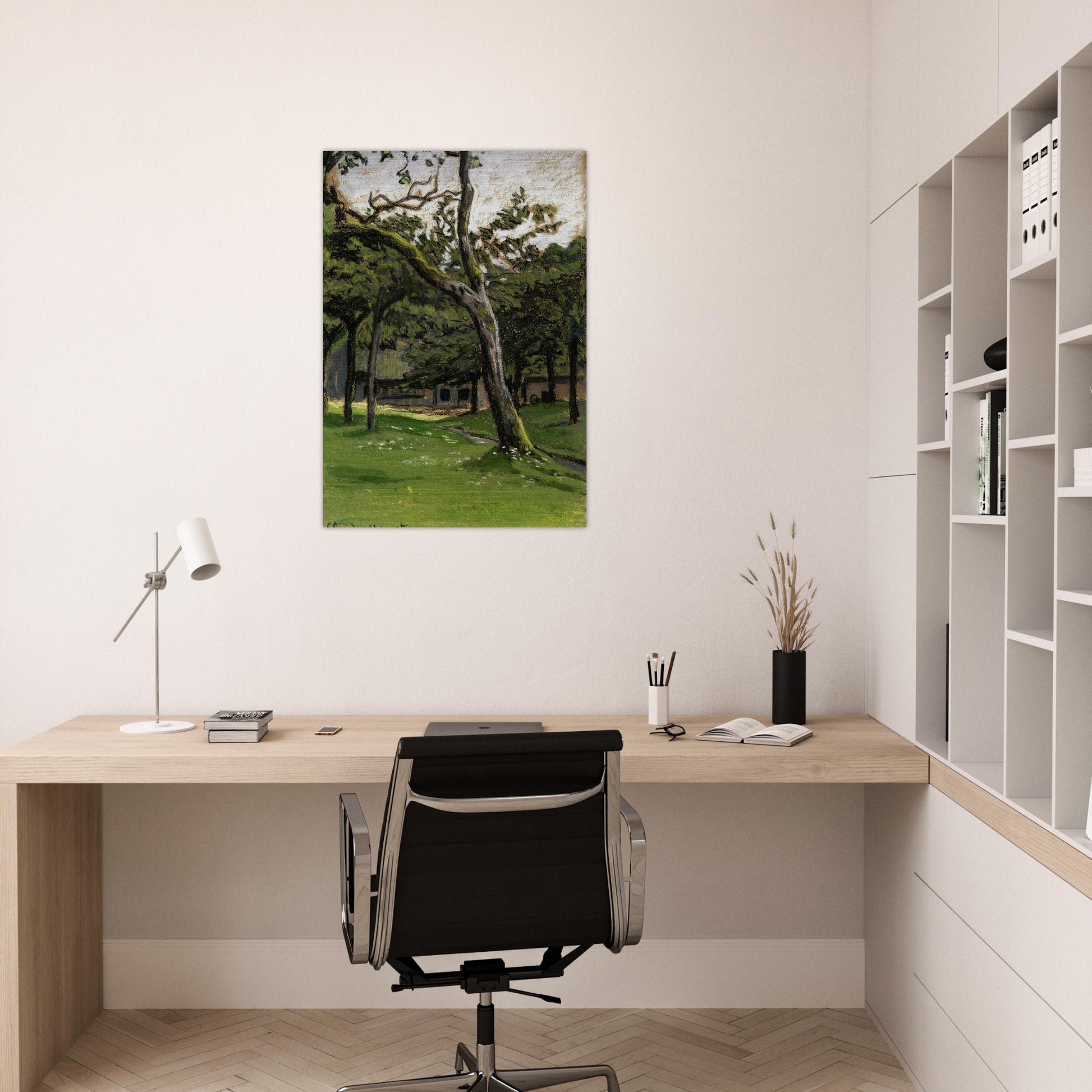 Norman Farm through the Trees - claude monet Brushed Aluminum Print - 70x100 cm / 28x40 inches | claude monet Aluminum Print | claude monet Prints
