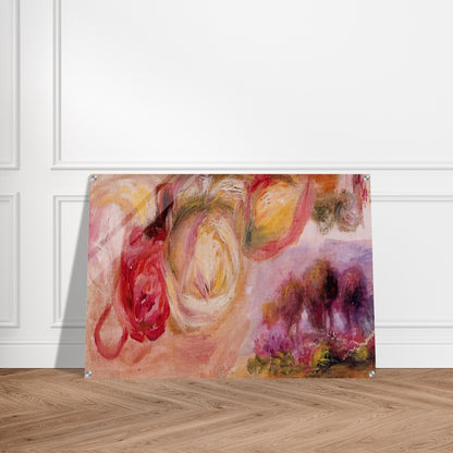 Roses with a Landscape - Pierre-Auguste Renoir Acrylic Print - 70x100 cm / 28x40″ inches