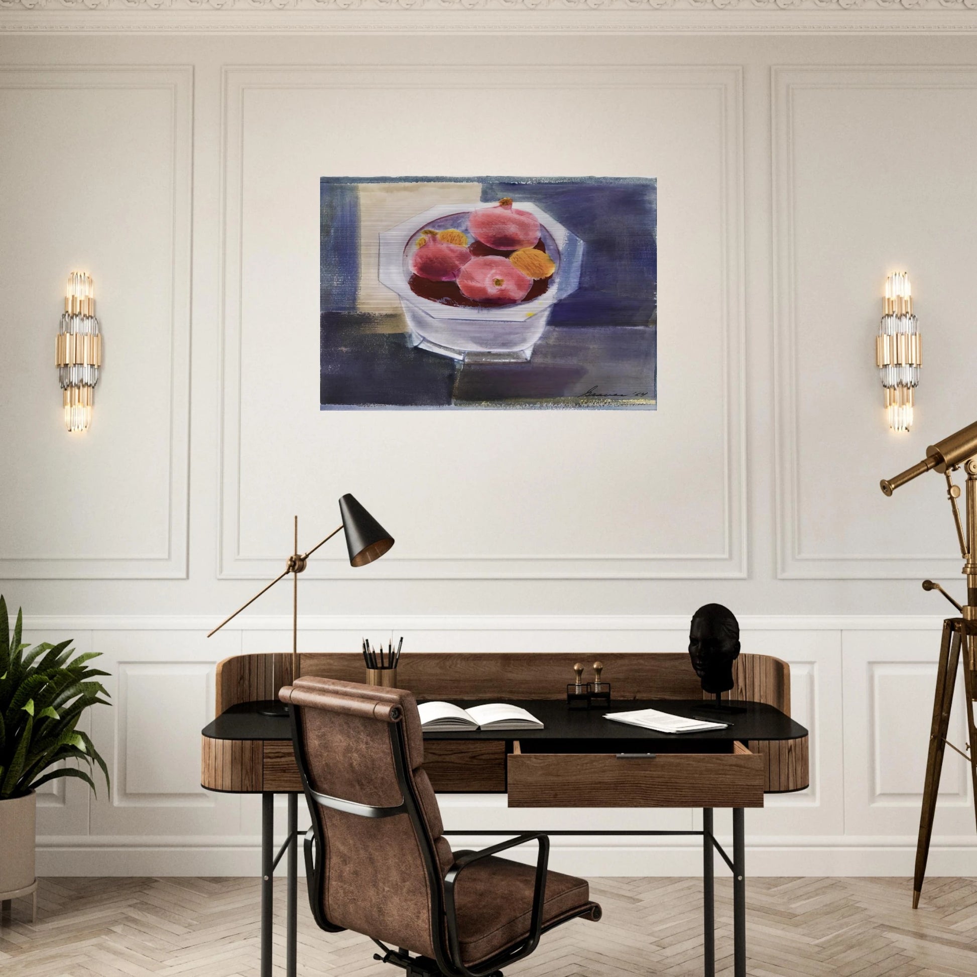 Still Life with Bowl of Pomegranates - 1964 - Morris Graves Brushed Aluminum Print - 70x100 cm / 28x40 inches | Morris Graves Aluminum Print | Morris Graves Prints