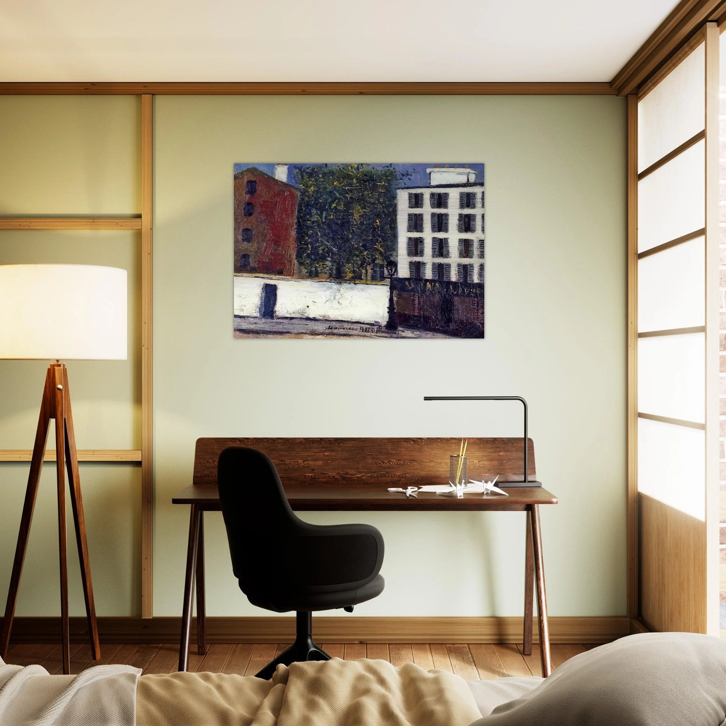 MONTMARTRE STREET - Maurice Utrillo Brushed Aluminum Print - 70x100 cm / 28x40 inches | Maurice Utrillo Aluminum Print | Maurice Utrillo Prints