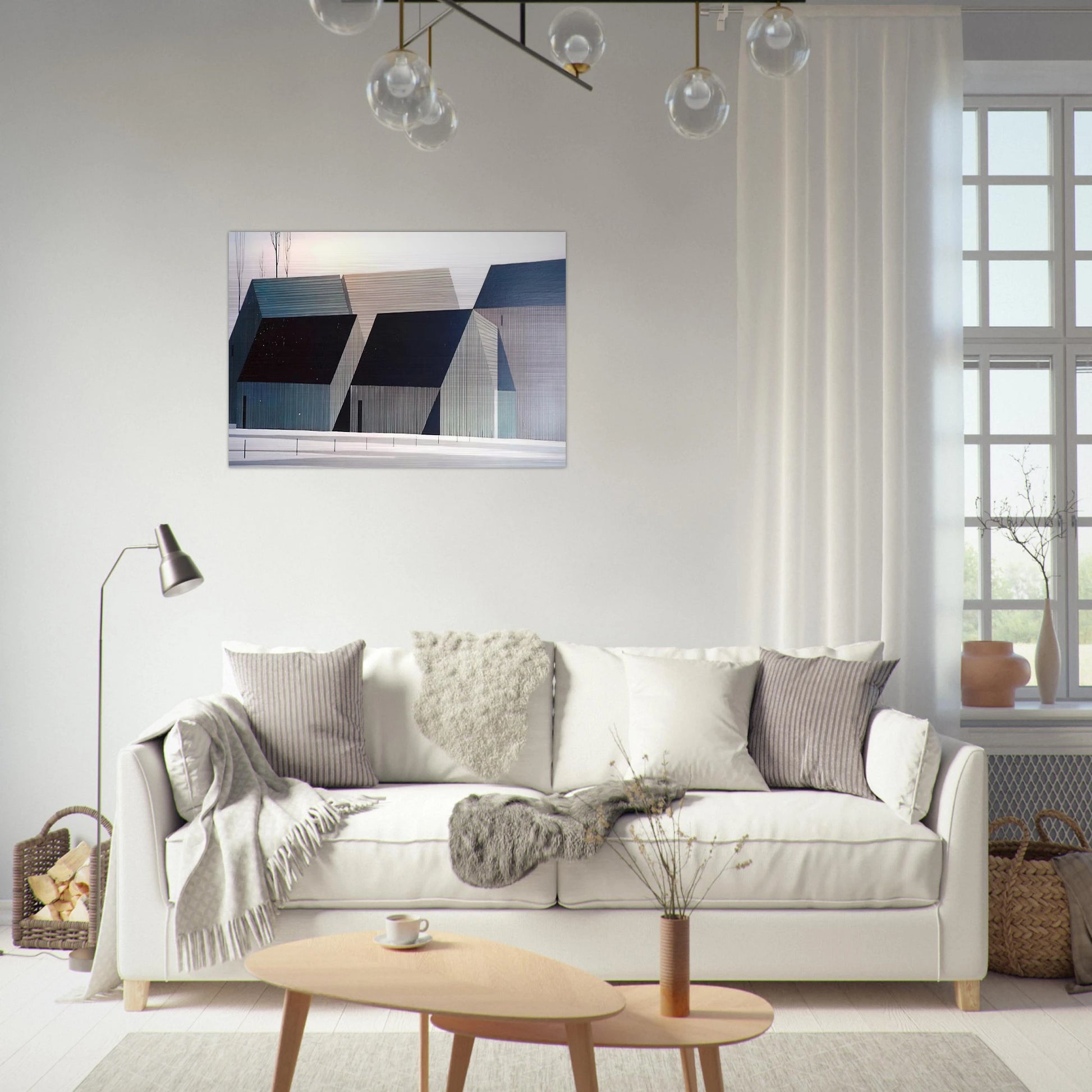 Barns - Eyvind Earle Brushed Aluminum Print - 70x100 cm / 28x40 inches | Eyvind Earle Aluminum Print | Eyvind Earle Prints