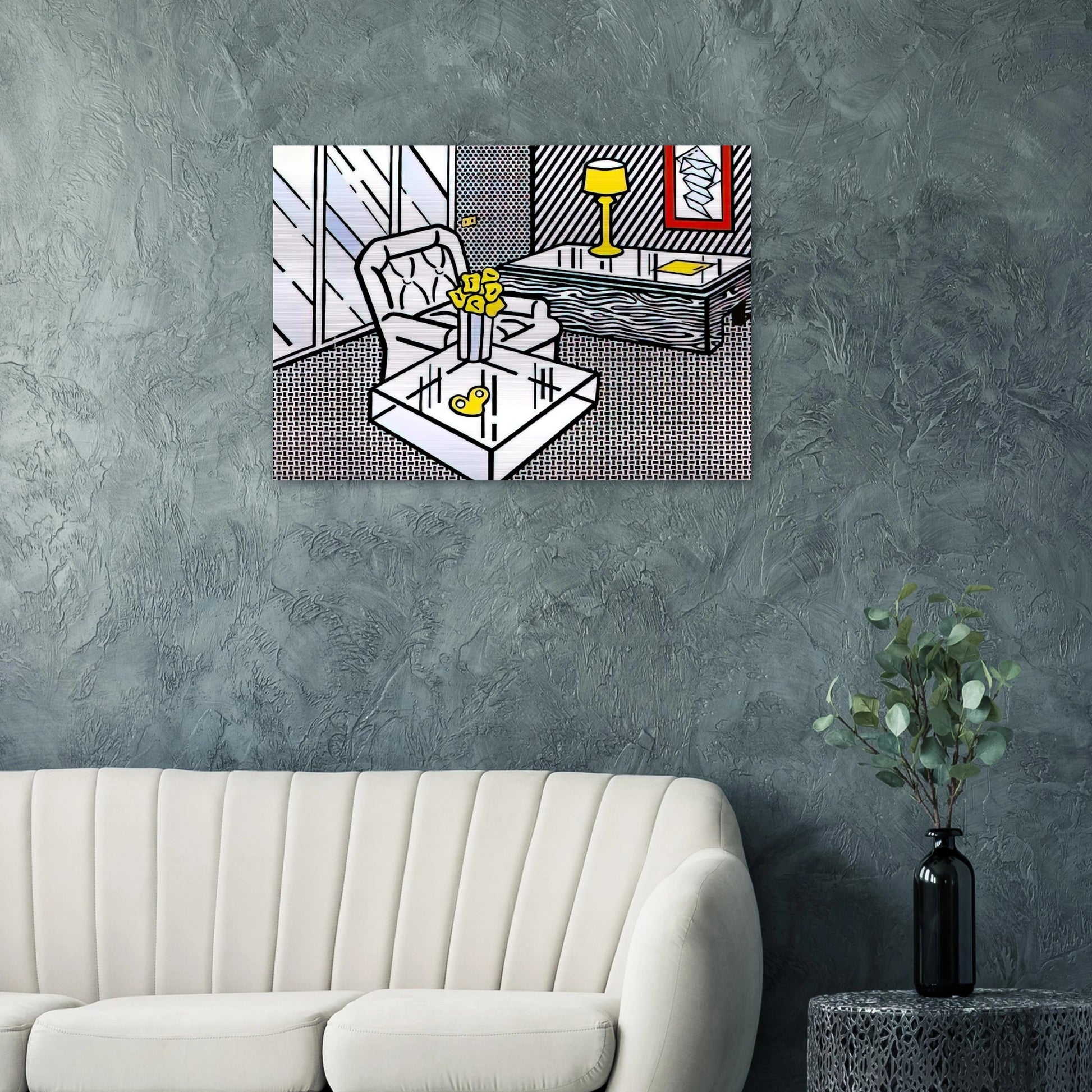 THE DEN 1990 - Roy Lichtenstein Brushed Aluminum Print - 70x100 cm / 28x40 inches | Roy Lichtenstein Aluminum Print | Roy Lichtenstein Prints