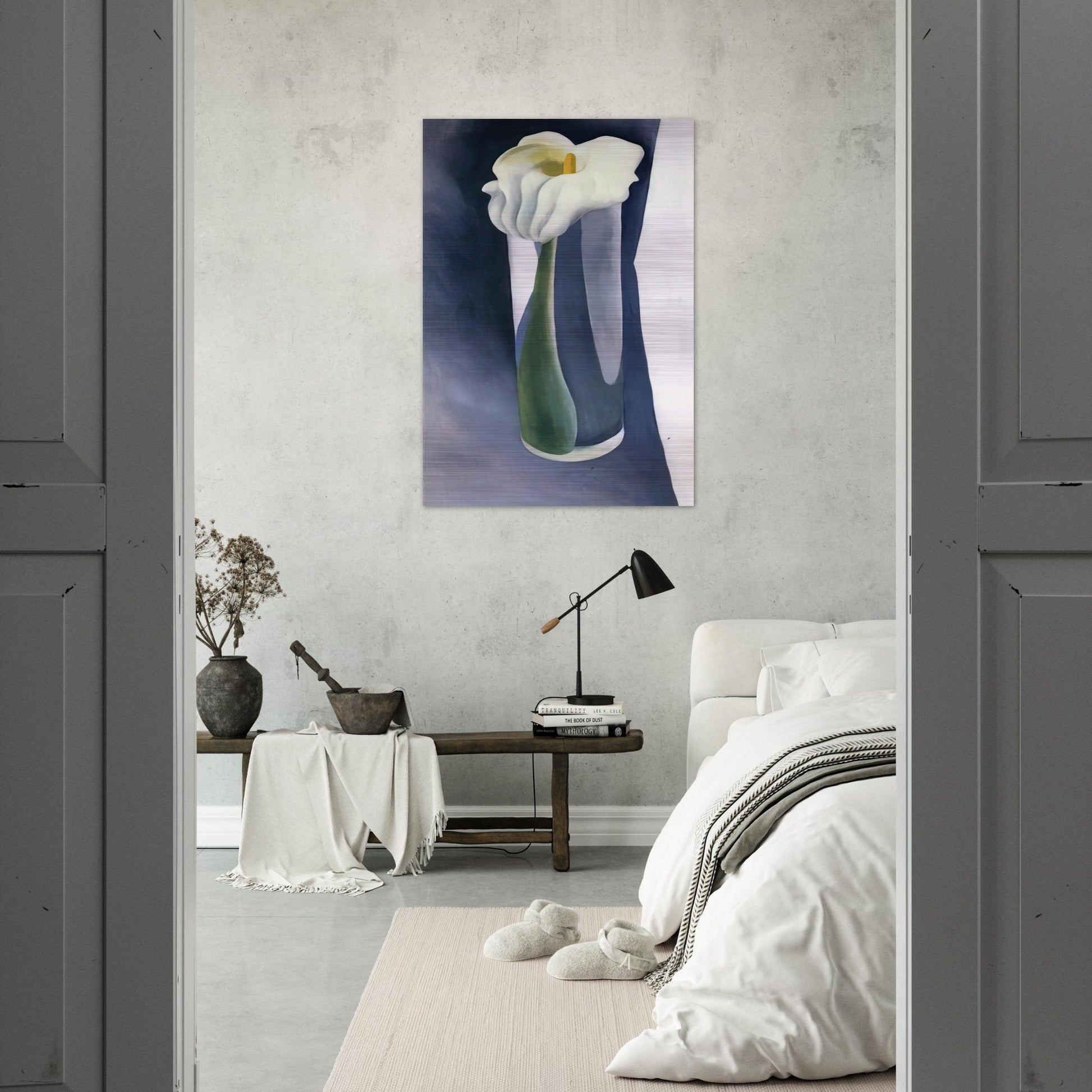 Calla Lily in Tall Glass - Georgia O'Keeffe Brushed Aluminum Print - 70x100 cm / 28x40 inches | Georgia O'Keeffe Aluminum Print | Georgia O'Keeffe Prints