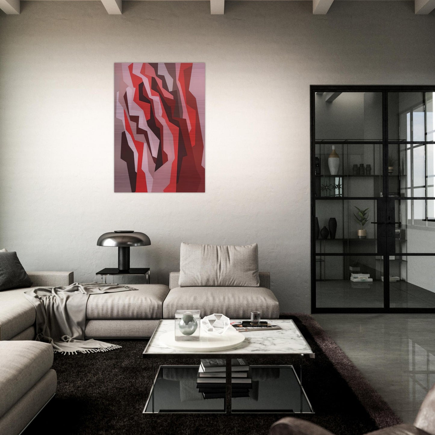 Orange, Red, Umber - 1958 - Karl Benjamin Brushed Aluminum Print - 70x100 cm / 28x40 inches | Karl Benjamin Aluminum Print | Karl Benjamin Prints