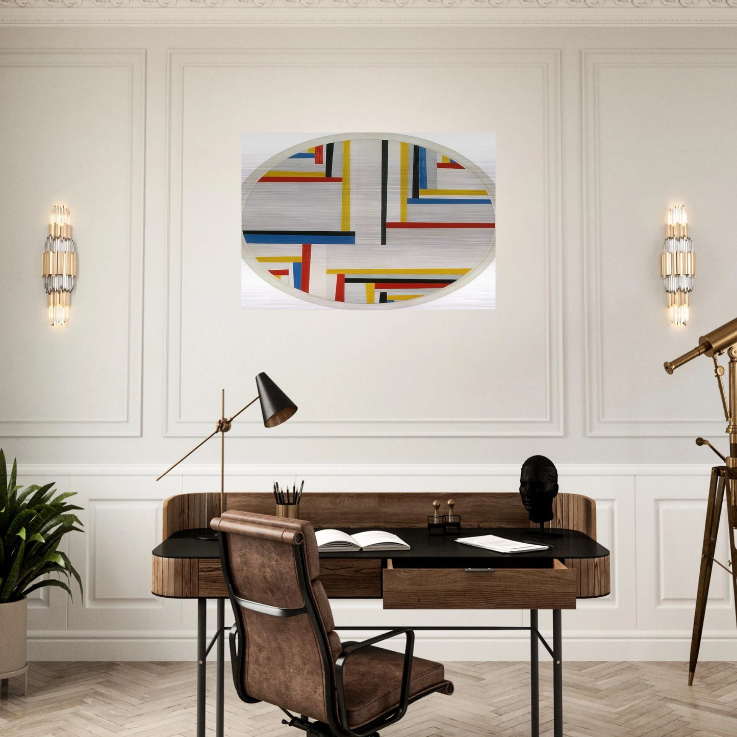Relational painting, Tondo #4 - 1946 - Fritz Glarner Brushed Aluminum Print - 70x100 cm / 28x40 inches | Fritz Glarner Aluminum Print | Fritz Glarner Prints