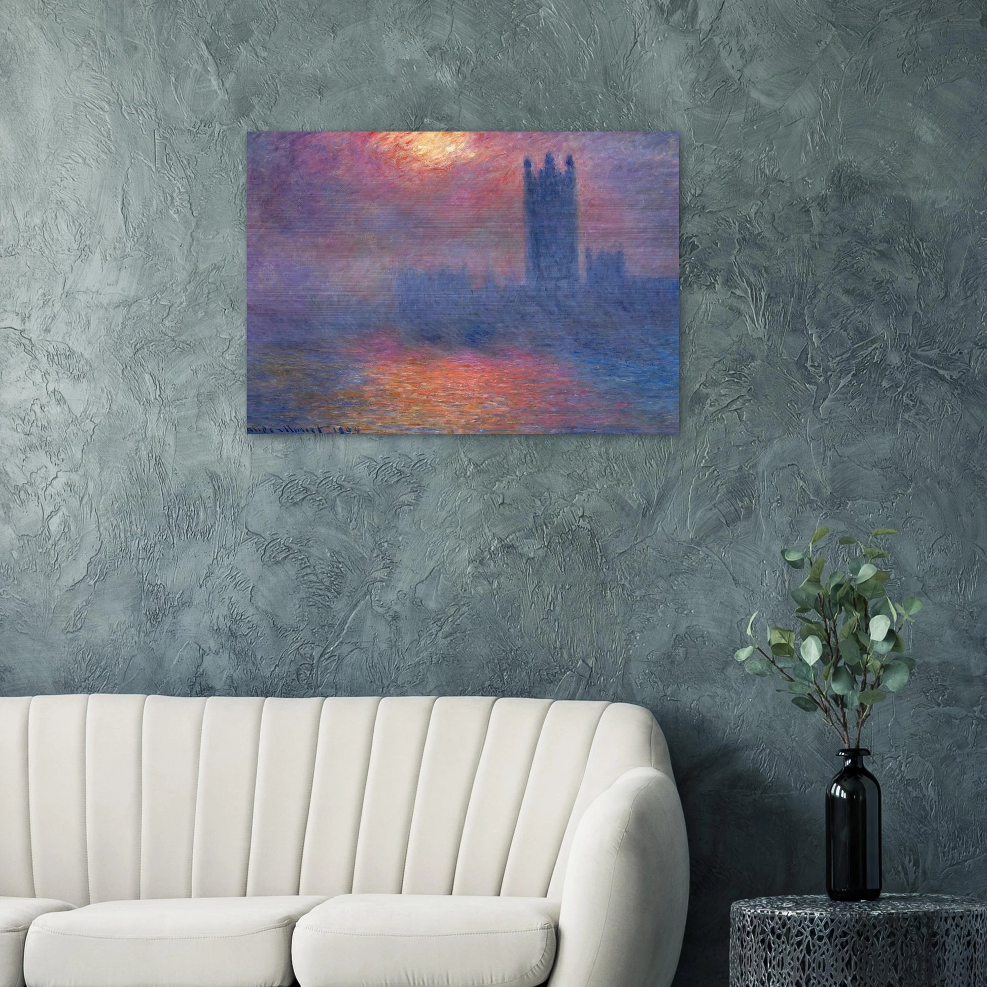 Houses of Parliament, London, Sun Breaking Through - claude monet Brushed Aluminum Print - 70x100 cm / 28x40 inches | claude monet Aluminum Print | claude monet Prints