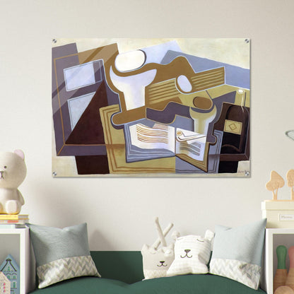GUITAR AND FRUIT DISH 1 - Juan Gris Acrylic Print - 70x100 cm / 28x40″ inches | Juan Gris Wall Art | Juan Gris Prints