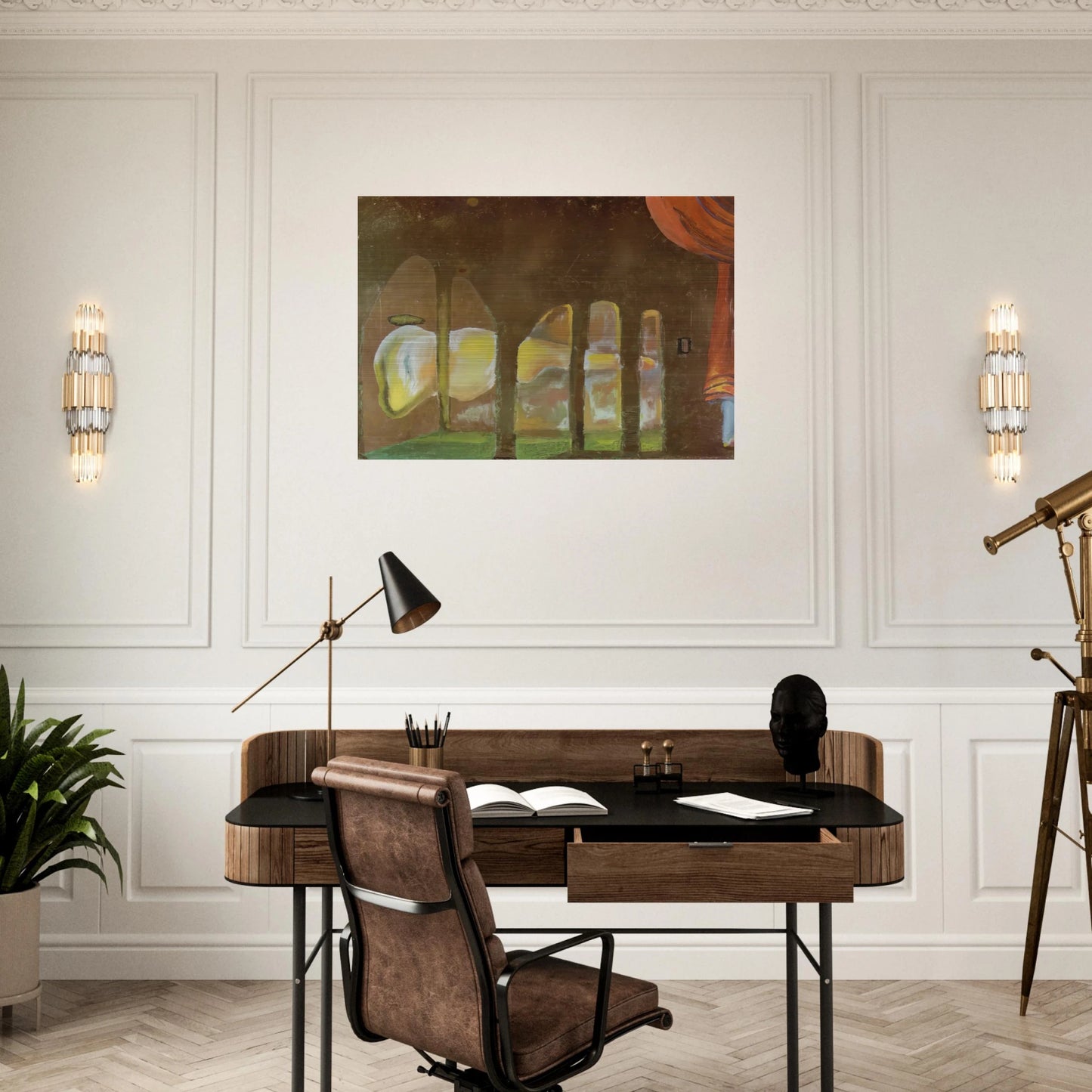 GREAT TAPEWORM MASTURBATOR APPEARS BEHIND ARCADES - Salvador Dali Brushed Aluminum Print - 70x100 cm / 28x40 inches | Salvador Dali Aluminum Print | Salvador Dali Prints