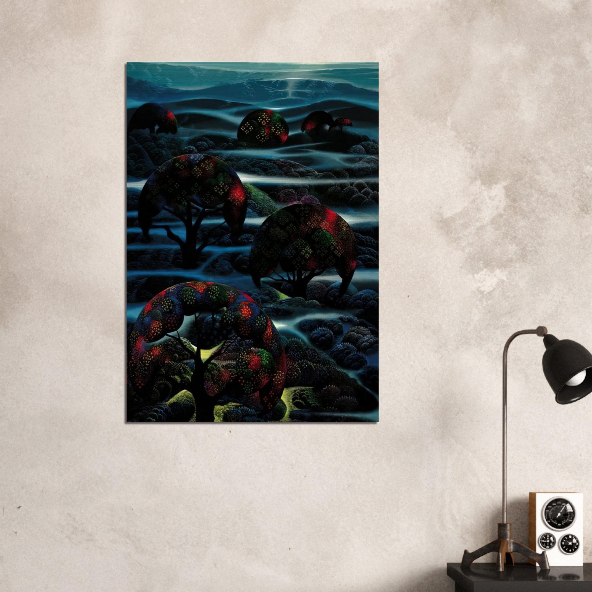 Garden of Dreams - Eyvind Earle Brushed Aluminum Print - 70x100 cm / 28x40 inches | Eyvind Earle Aluminum Print | Eyvind Earle Prints