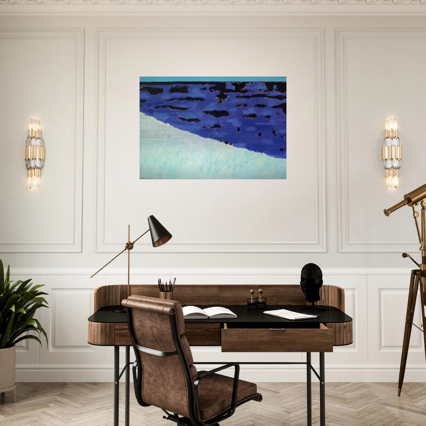 Sea Grasses and Blue Sea - 1958 - Milton Avery Brushed Aluminum Print - 70x100 cm / 28x40 inches | Milton Avery Aluminum Print | Milton Avery Prints