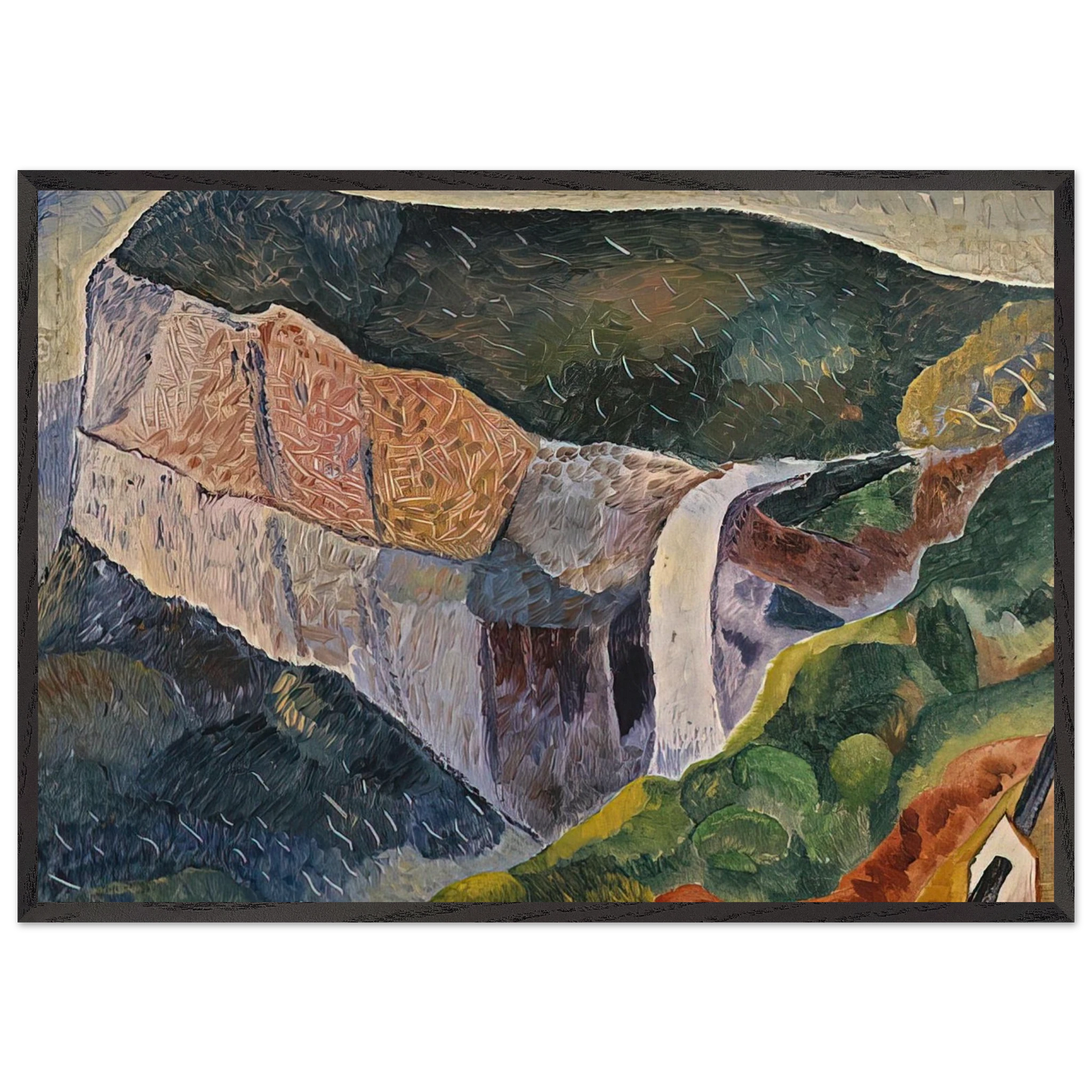 Govetts Leap - 1933 - Grace Cossington Smith 70x100 cm / 28x40 inches Framed Art Print – Black Wooden Frame