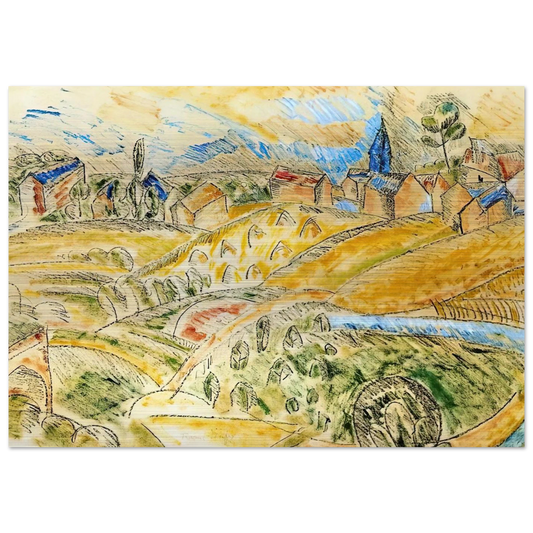 CUBIST LANDSCAPE WITH HAYSTACKS - Raoul Dufy Brushed Aluminum Print - 70x100 cm / 28x40 inches | Raoul Dufy Aluminum Print | Raoul Dufy Prints