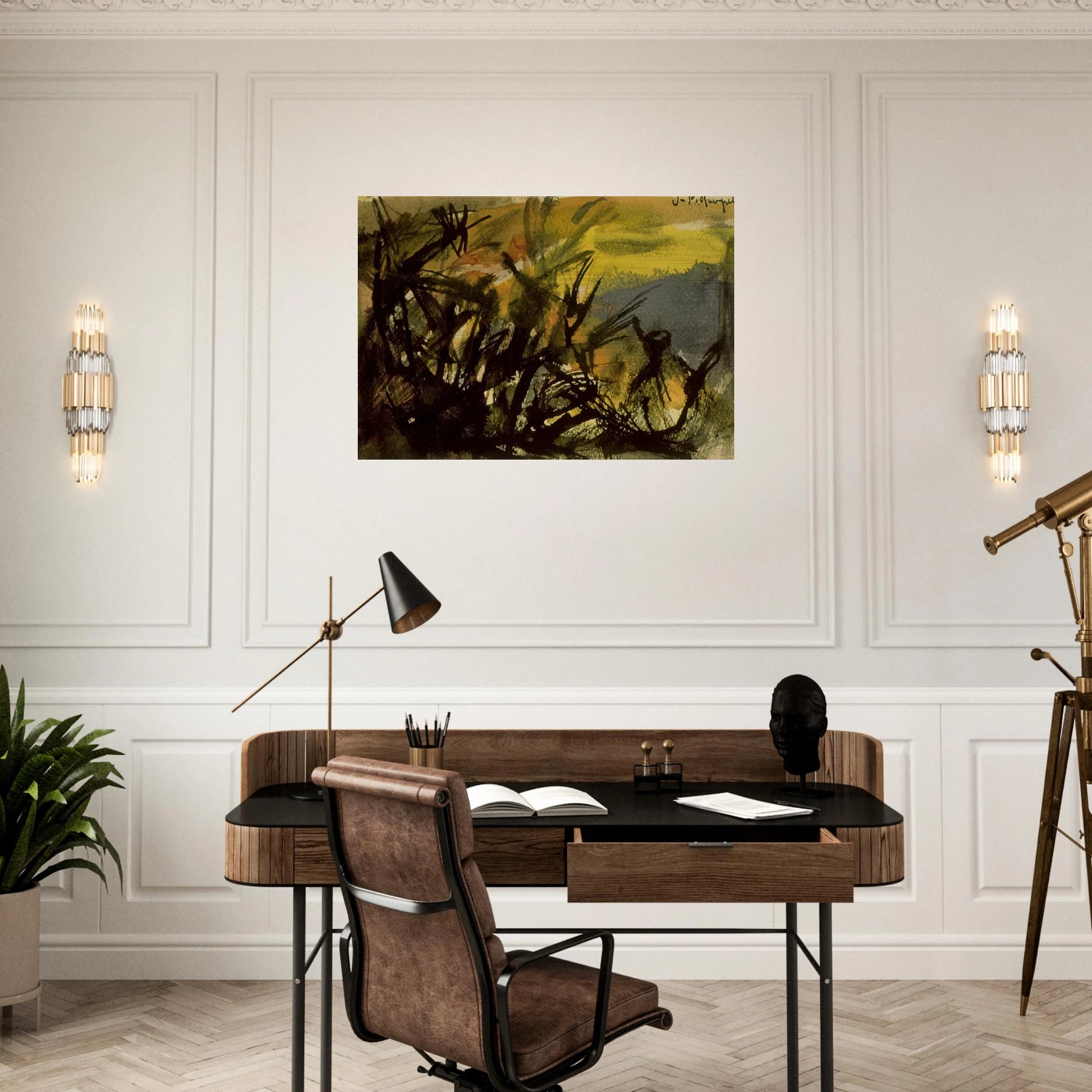 Conversation - Jean-Paul Riopelle Brushed Aluminum Print - 70x100 cm / 28x40 inches | Jean-Paul Riopelle Aluminum Print | Jean-Paul Riopelle Prints