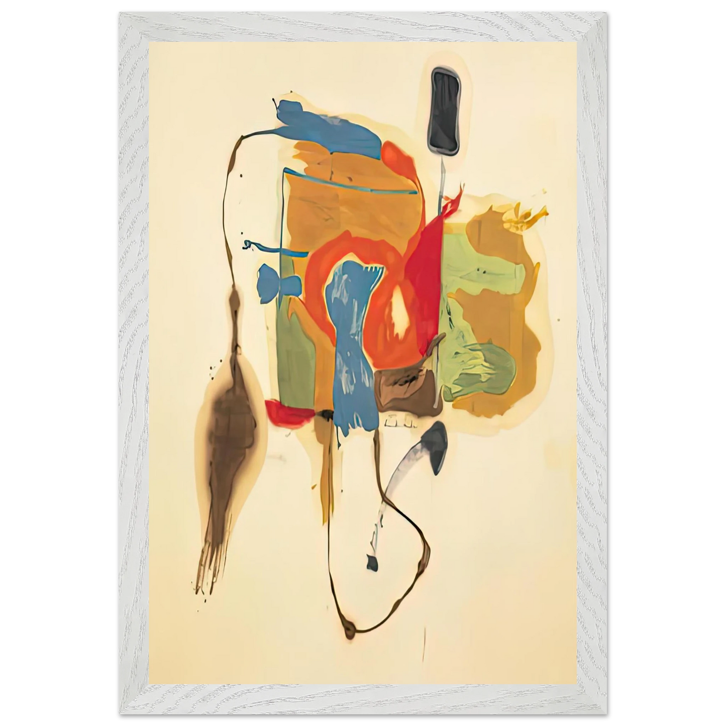 Helen Frankenthaler - Blue Form in a Scene, 1961- Wall Art - 30x40 cm / 12x16 inches - Premium Wooden Framed Poster With Fine Art Paper-canvas - White frame
