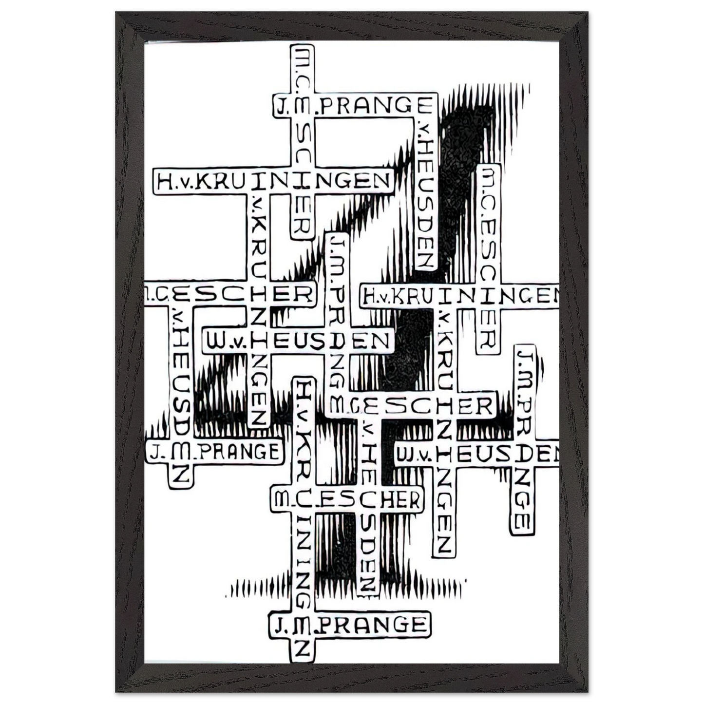 MC Escher - ESCHER (29) Wall Art - 60x80 cm / 24x32 inches - Premium Wooden Framed Poster With Fine Art Paper-canvas - Black frame
