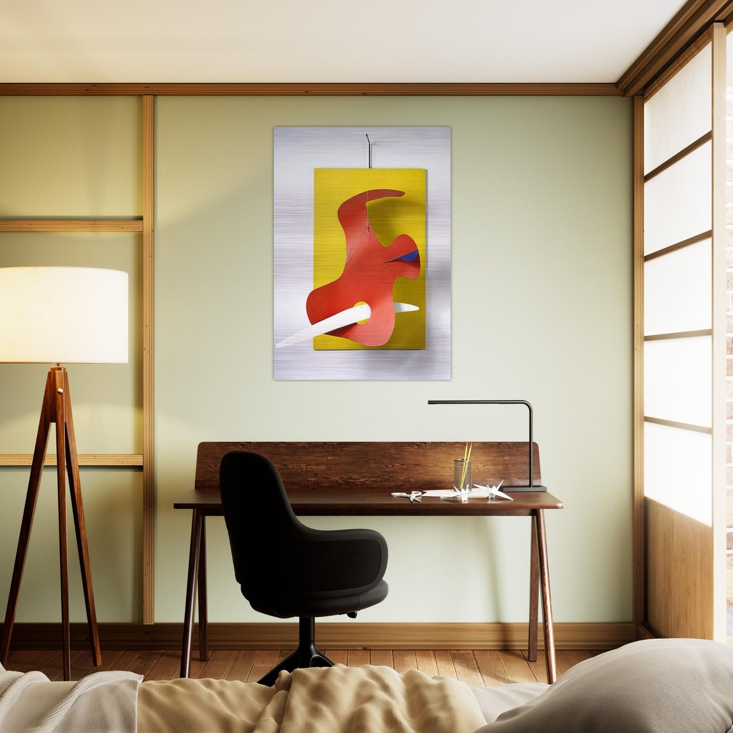 FORM AGAINST YELLOW YELLOW PANEL 1936 - Alexander Calder Brushed Aluminum Print - 70x100 cm / 28x40 inches | Alexander Calder Aluminum Print | Alexander Calder Prints