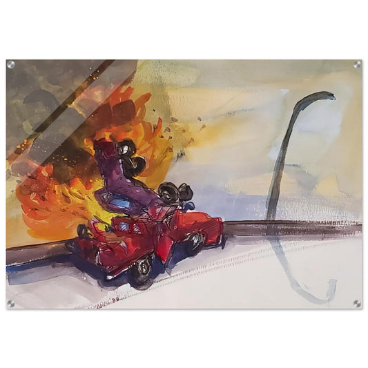 Pile Up Crash - 1984 - Carlos Almaraz Acrylic Print - 70x100 cm / 28x40″ inches