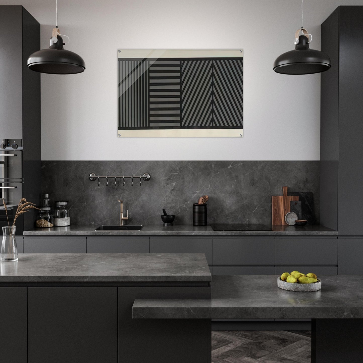 Bands of Lines One Inch Wide in Four Directions in Black and Gray - Sol LeWitt Acrylic Print - 70x100 cm / 28x40″ inches