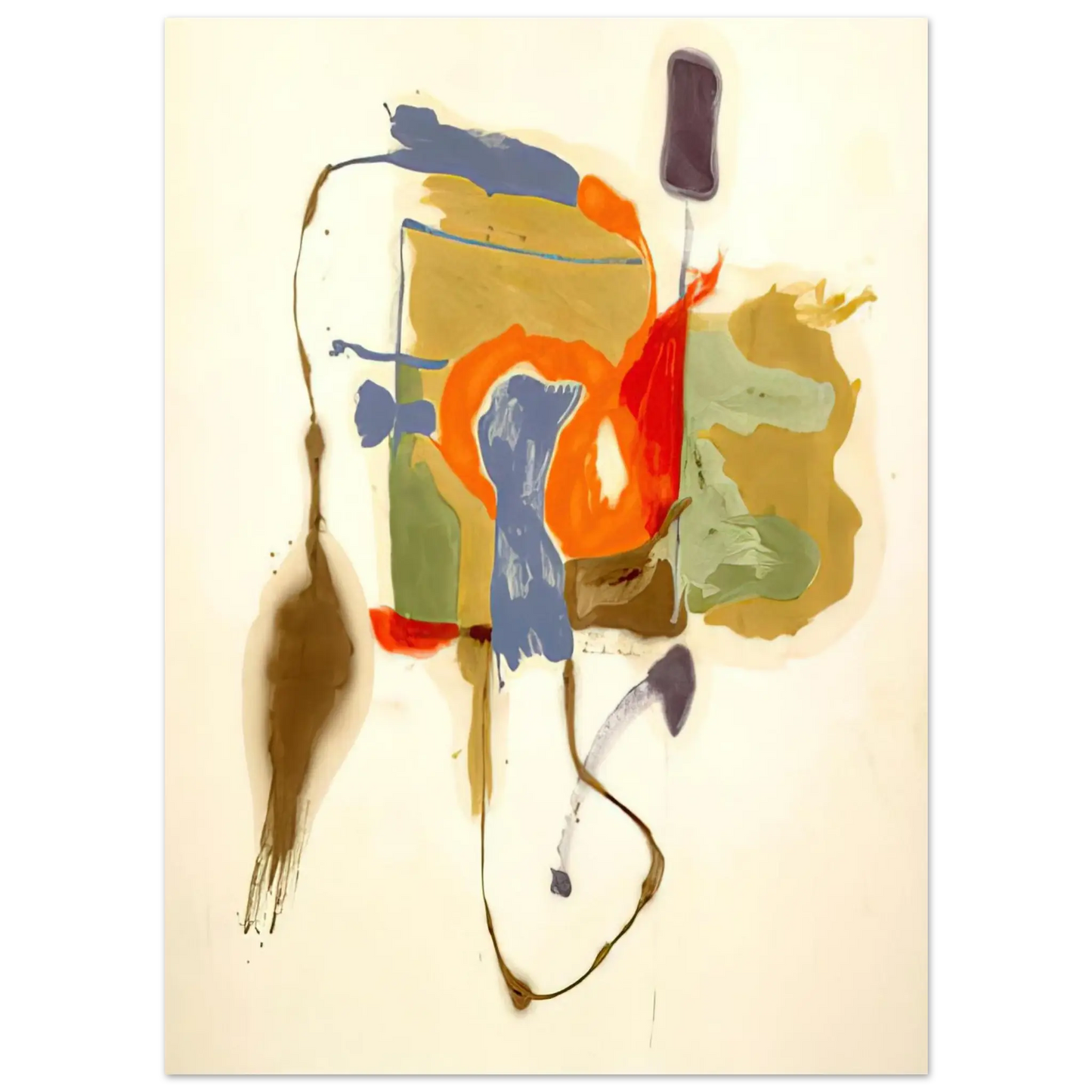 Helen Frankenthaler - Blue Form in a Scene - 1961 Wall art - 45x60 cm / 18x24 Inches - Premium Wooden Framed Poster With Fine Art Paper - Wood frame
