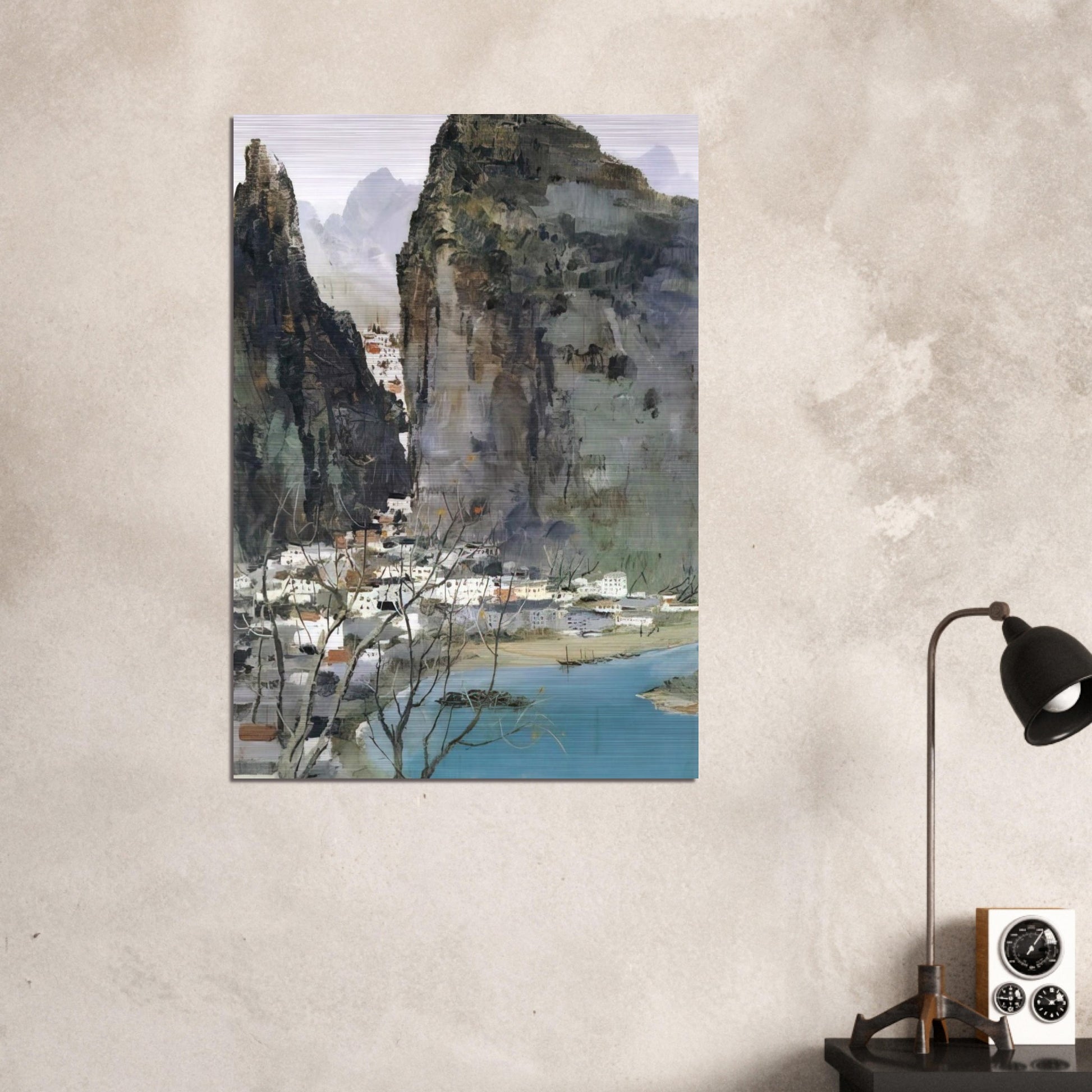 Scenery of Guilin - 1973 - Wu Guanzhong Brushed Aluminum Print - 70x100 cm / 28x40 inches | Wu Guanzhong Aluminum Print | Wu Guanzhong Prints
