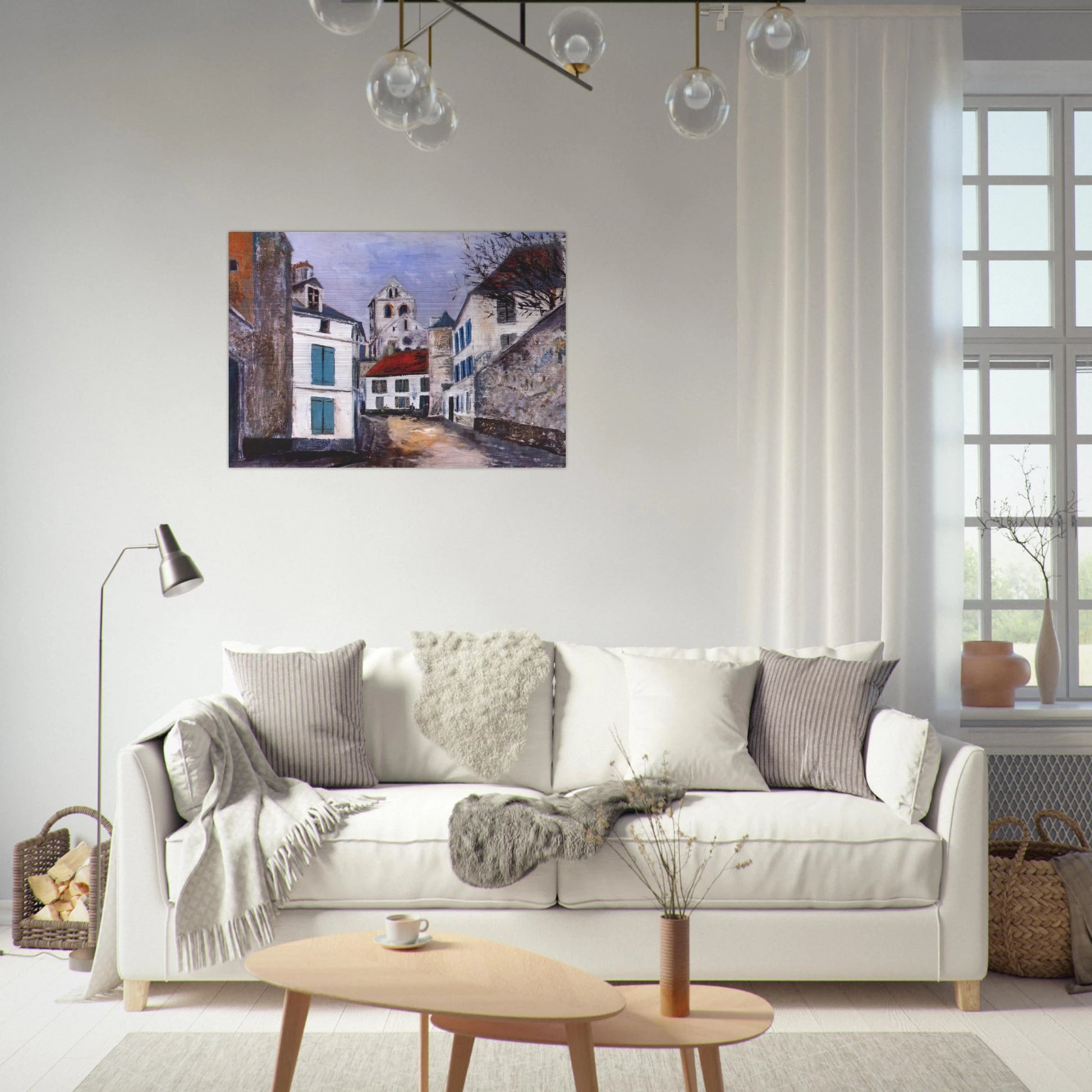 VILLAGE STREET - Maurice Utrillo Brushed Aluminum Print - 70x100 cm / 28x40 inches | Maurice Utrillo Aluminum Print | Maurice Utrillo Prints