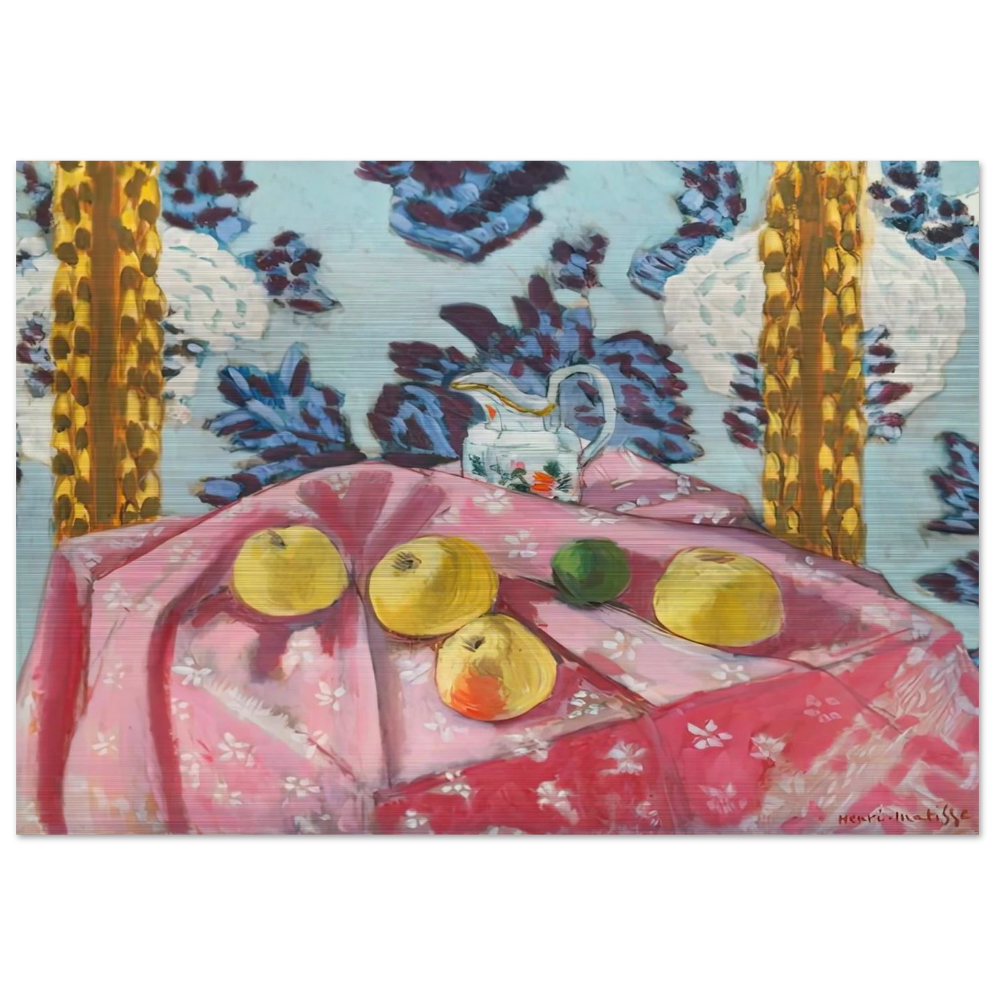STILL LIFE WITH APPLES ON A PINK TABLECLOTH 1924 - Henri Matisse Brushed Aluminum Print - 70x100 cm / 28x40 inches | Henri Matisse Aluminum Print | Henri Matisse Prints