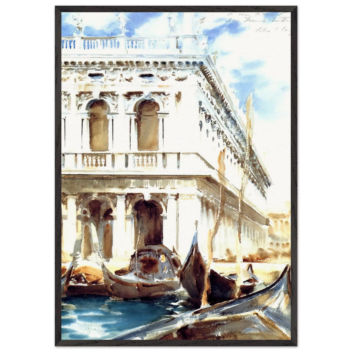 The Libreria - John Singer Sargent 70x100 cm / 28x40 inches Framed Art Print – Black Wooden Frame