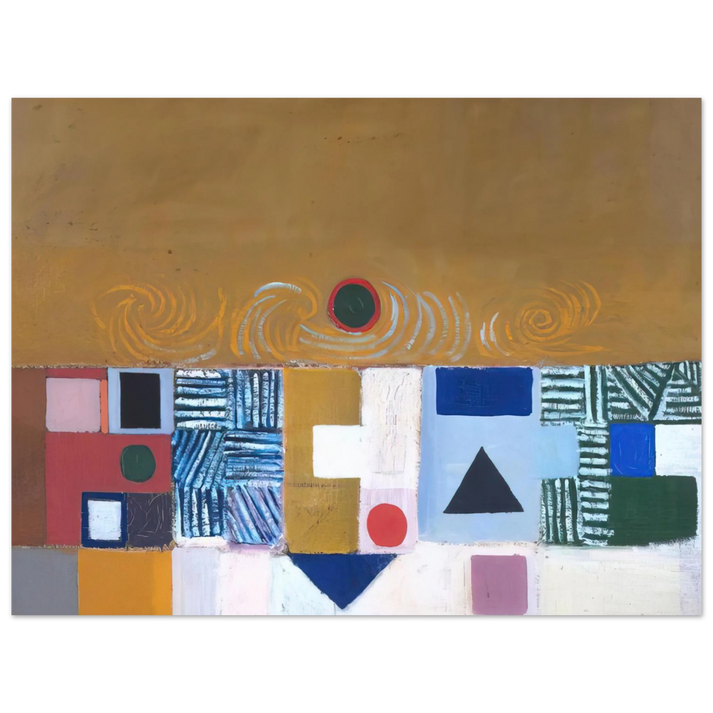 Victor Pasmore - SQUARE MOTIF BLUE AND GOLD THE ECLIPSE 1950  75x100 cm / 30x40inches Fine Art Poster