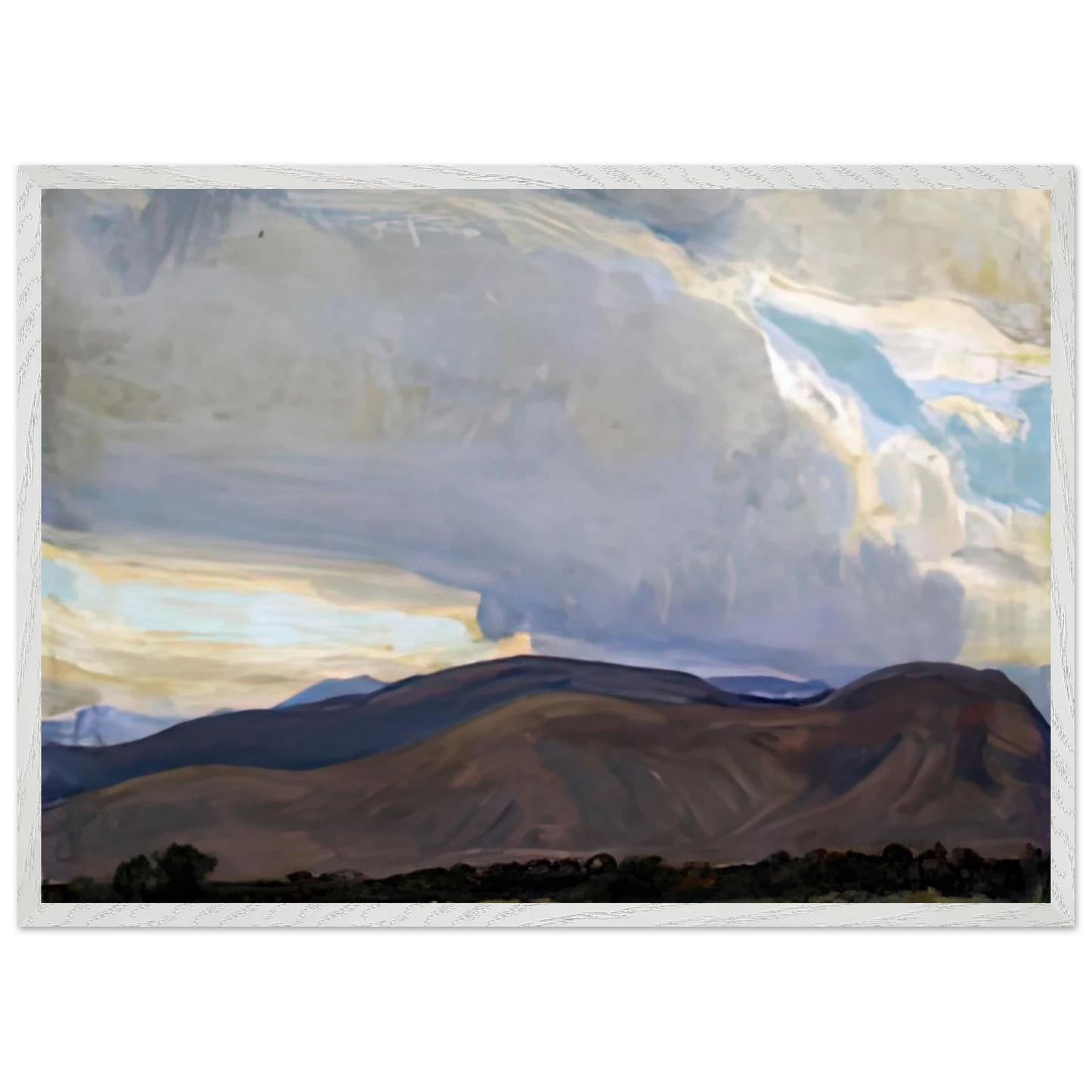 Maynard Dixon - STORM FROM THE SIERRA 1937 Wall art - 21x29.7 cm / 8x12" - Premium Wooden Framed Poster With Fine Art Paper-canvas - White frame