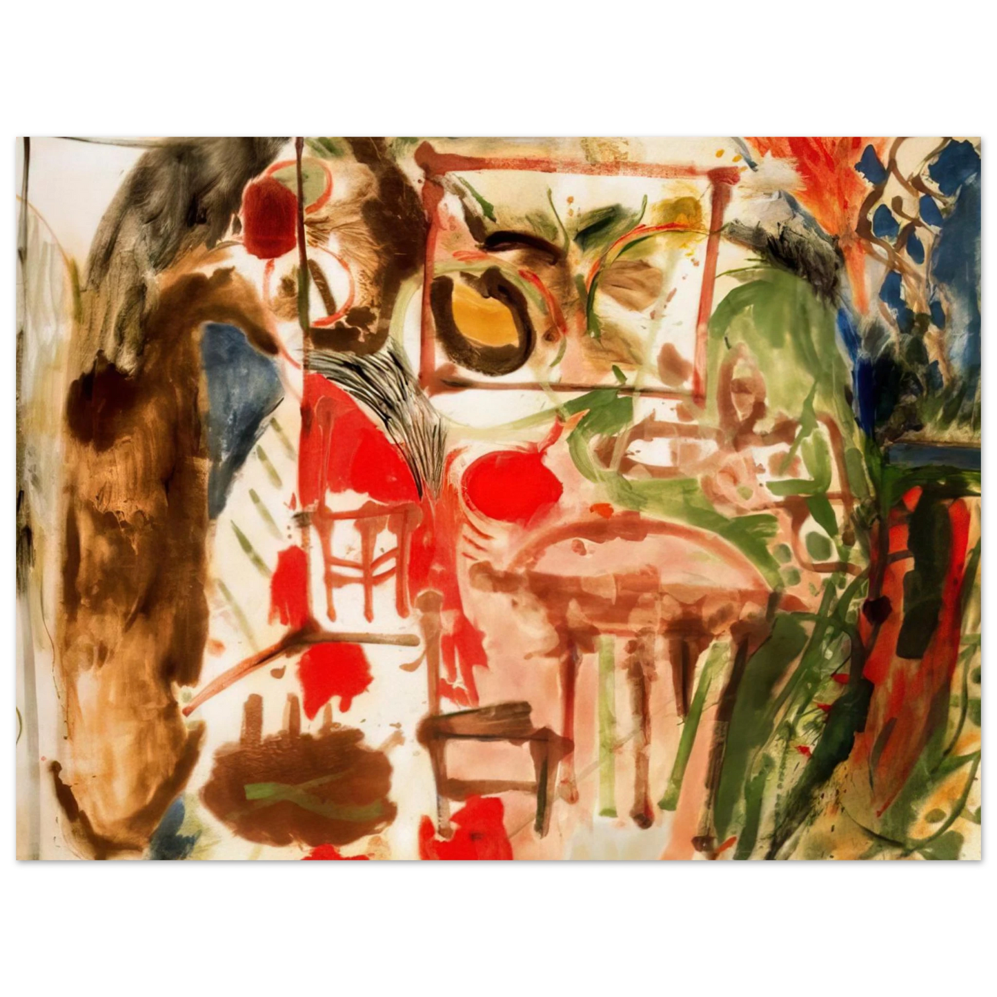 Helen Frankenthaler - Interior - 1957 Wall art - 28x43  cm / XL (11x17 inches) - Premium Wooden Framed Poster With Fine Art Paper-canvas - Wood frame