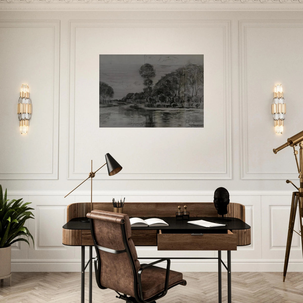 Lonely tree at the Gein - Piet Mondrian Brushed Aluminum Print - 70x100 cm / 28x40 inches | Piet Mondrian Aluminum Print | Piet Mondrian Prints