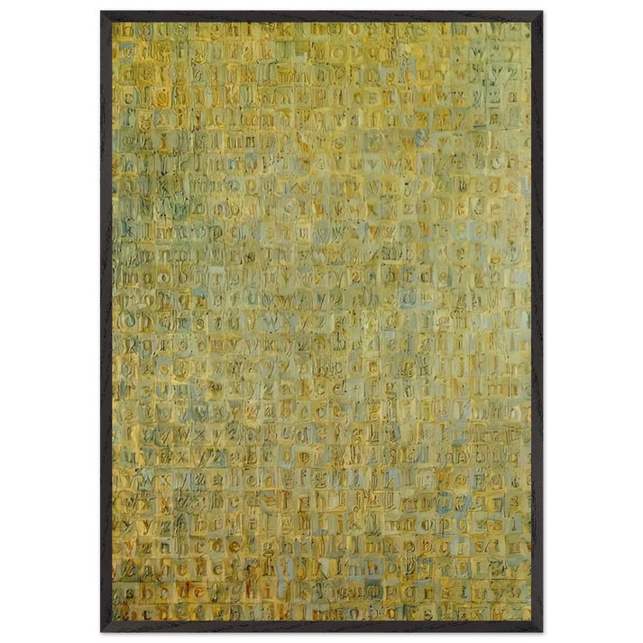 GREY ALPHABETS - Jasper Johns 70x100 cm / 28x40 inches Framed Art Print – Black Wooden Frame