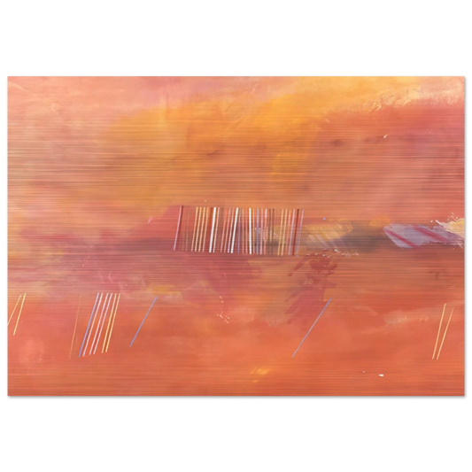 Orange Line Painting - 1969 - Ronnie Landfield Brushed Aluminum Print - 70x100 cm / 28x40 inches | Ronnie Landfield Aluminum Print | Ronnie Landfield Prints